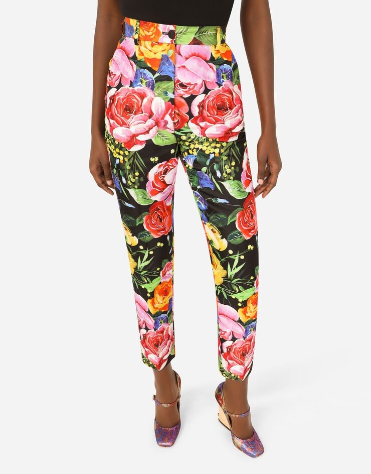 Bouquet-print Mikado pants - 4