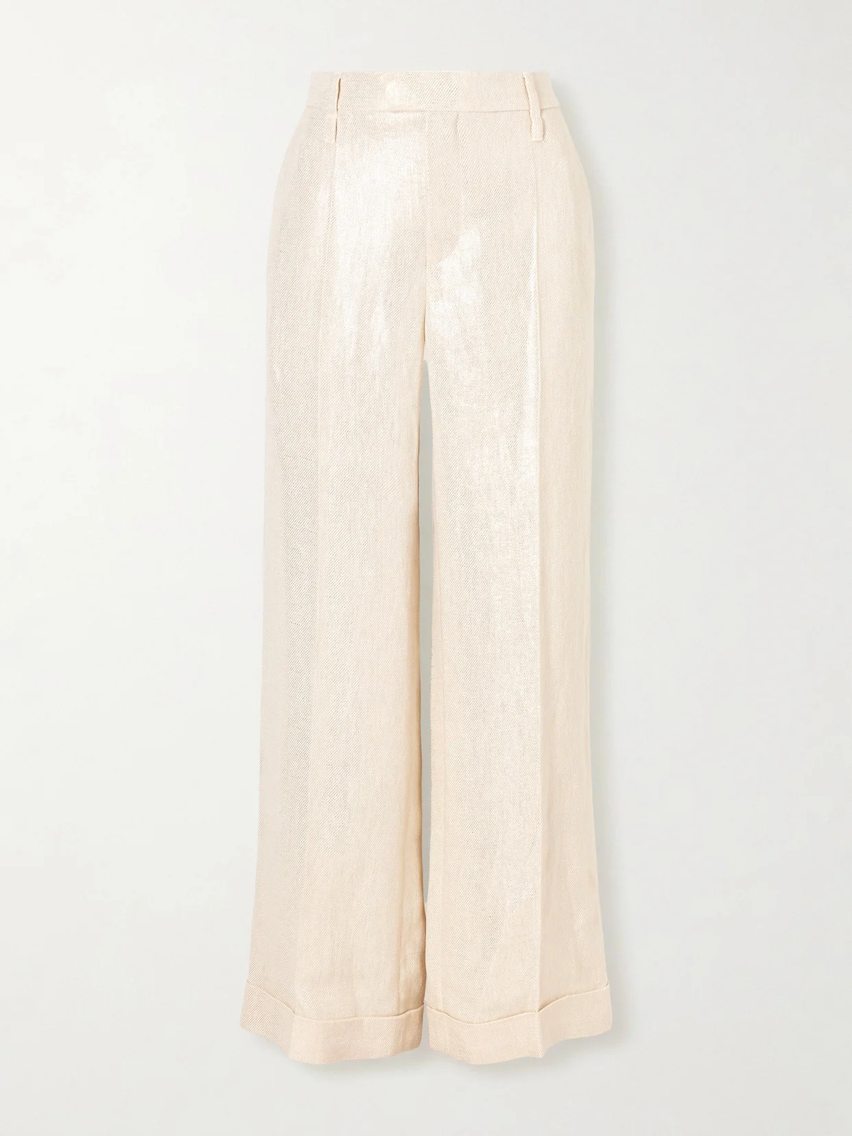Metallic Linen Wide-leg Pants - 1