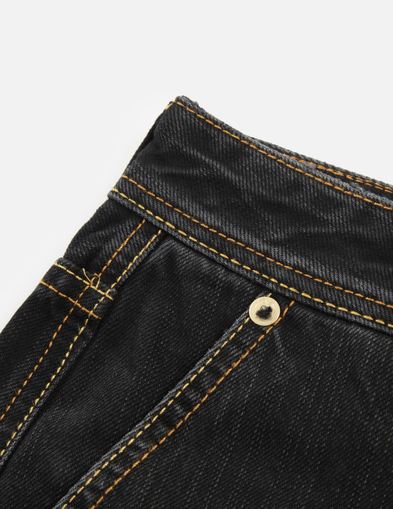 FAIR ISLE PATTERN SEAGULL EMBROIDERY OVERLAPPING WIDE LEG DENIM JOGGER PANTS 4