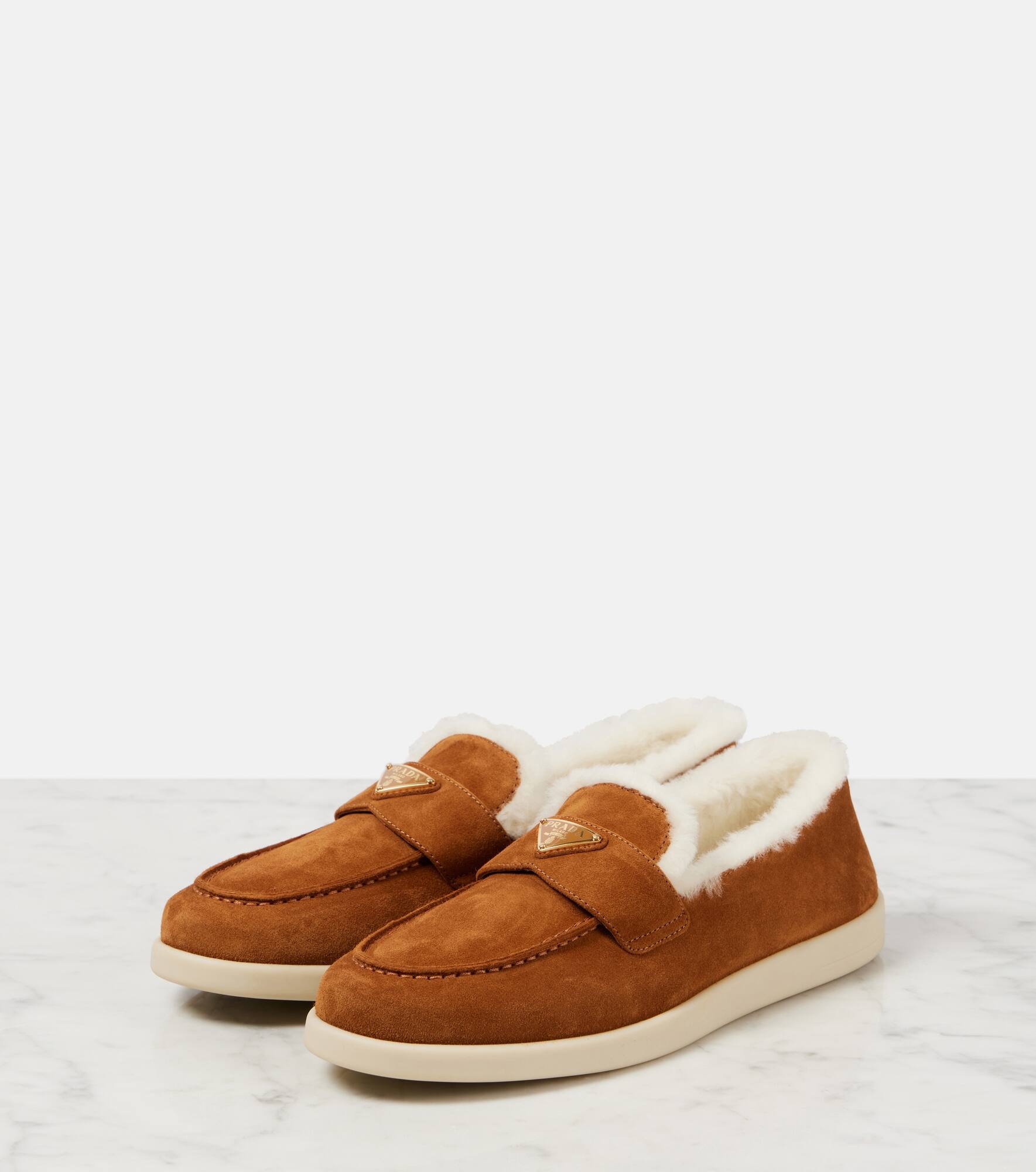Saint Tropez shearling-lined suede loafers - 4