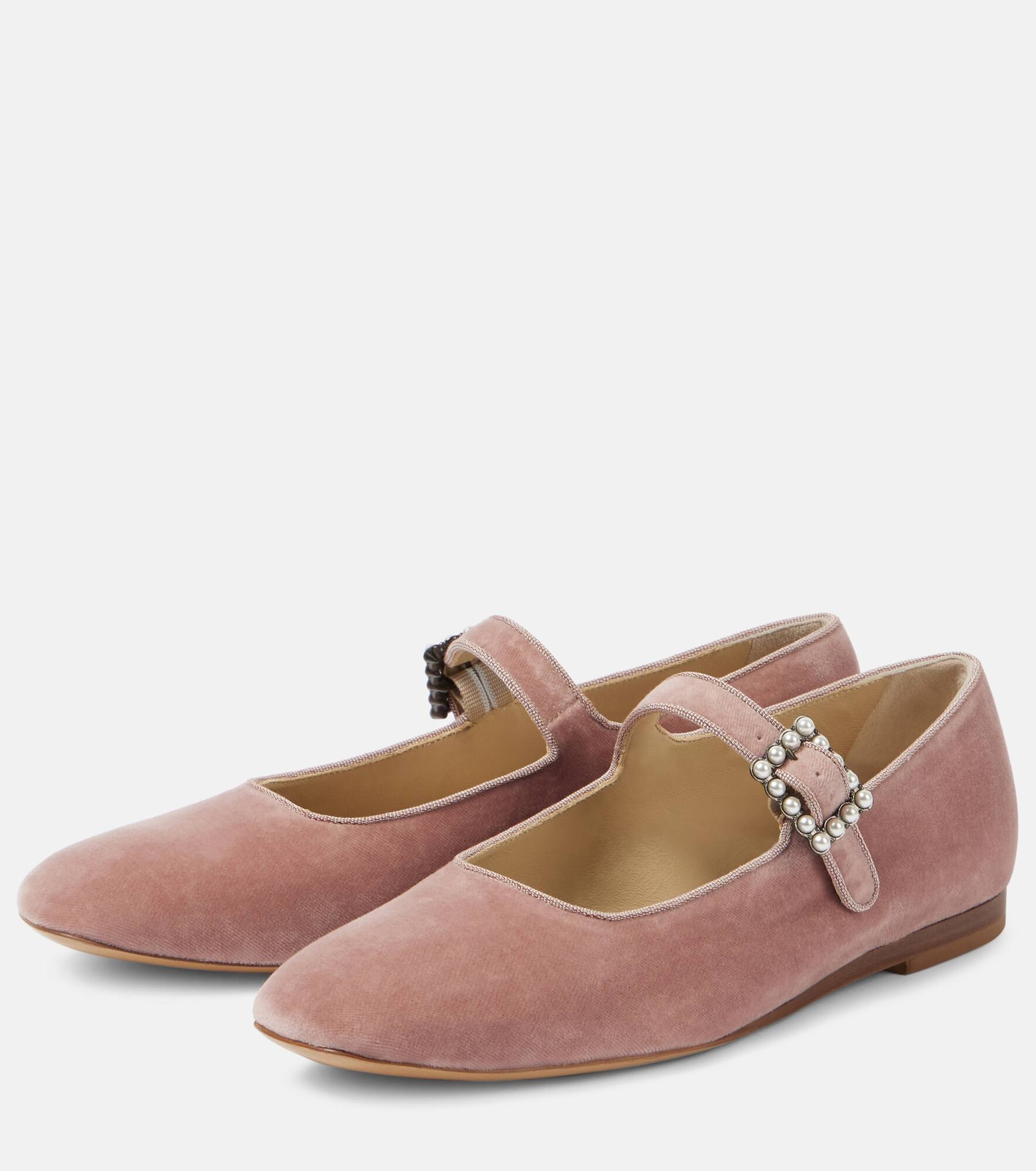 Velvet Mary Jane flats - 4