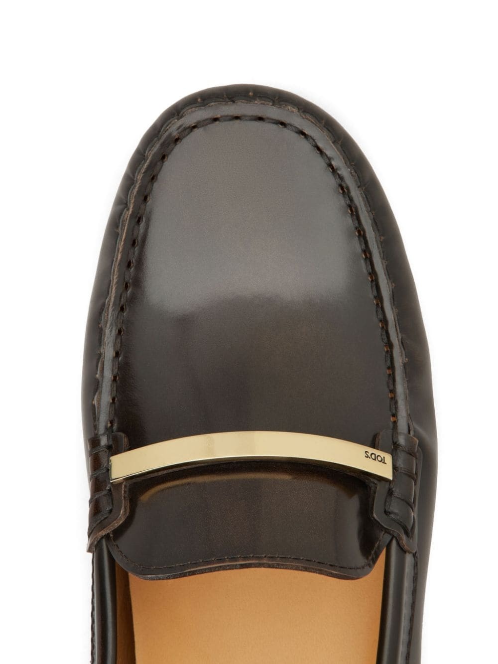 logo-plaque leather loafers - 5