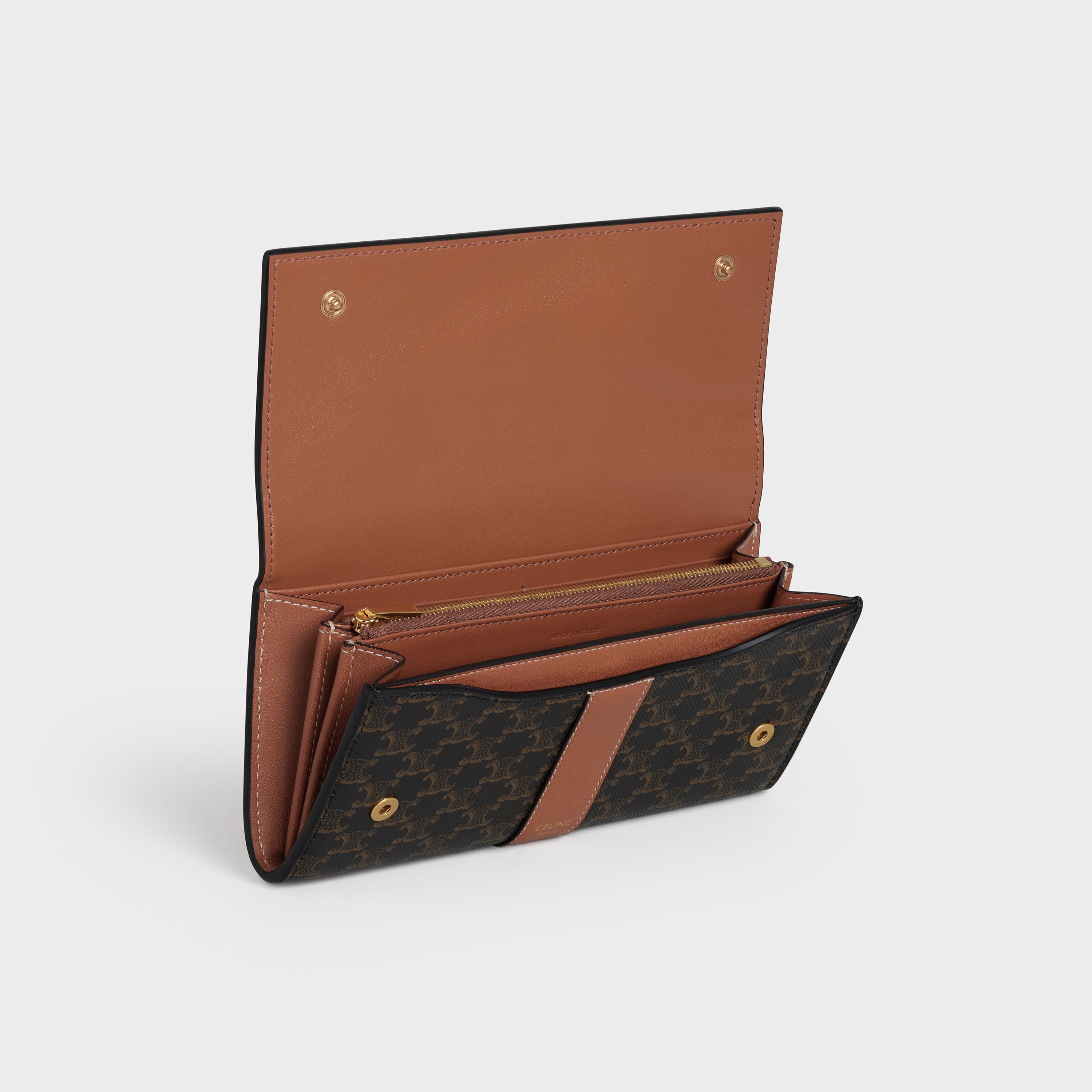 Large Flap Wallet in Triomphe Canvas and Lambskin - 4