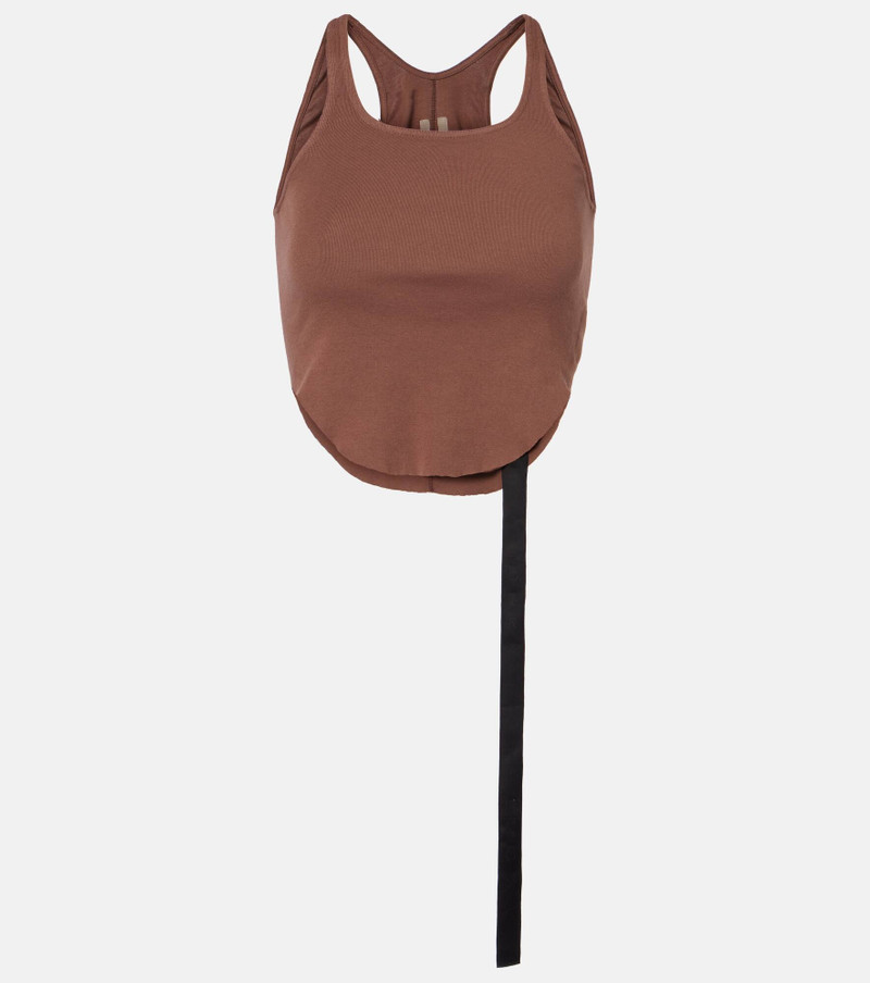 Cropped cotton jersey tank top - 1