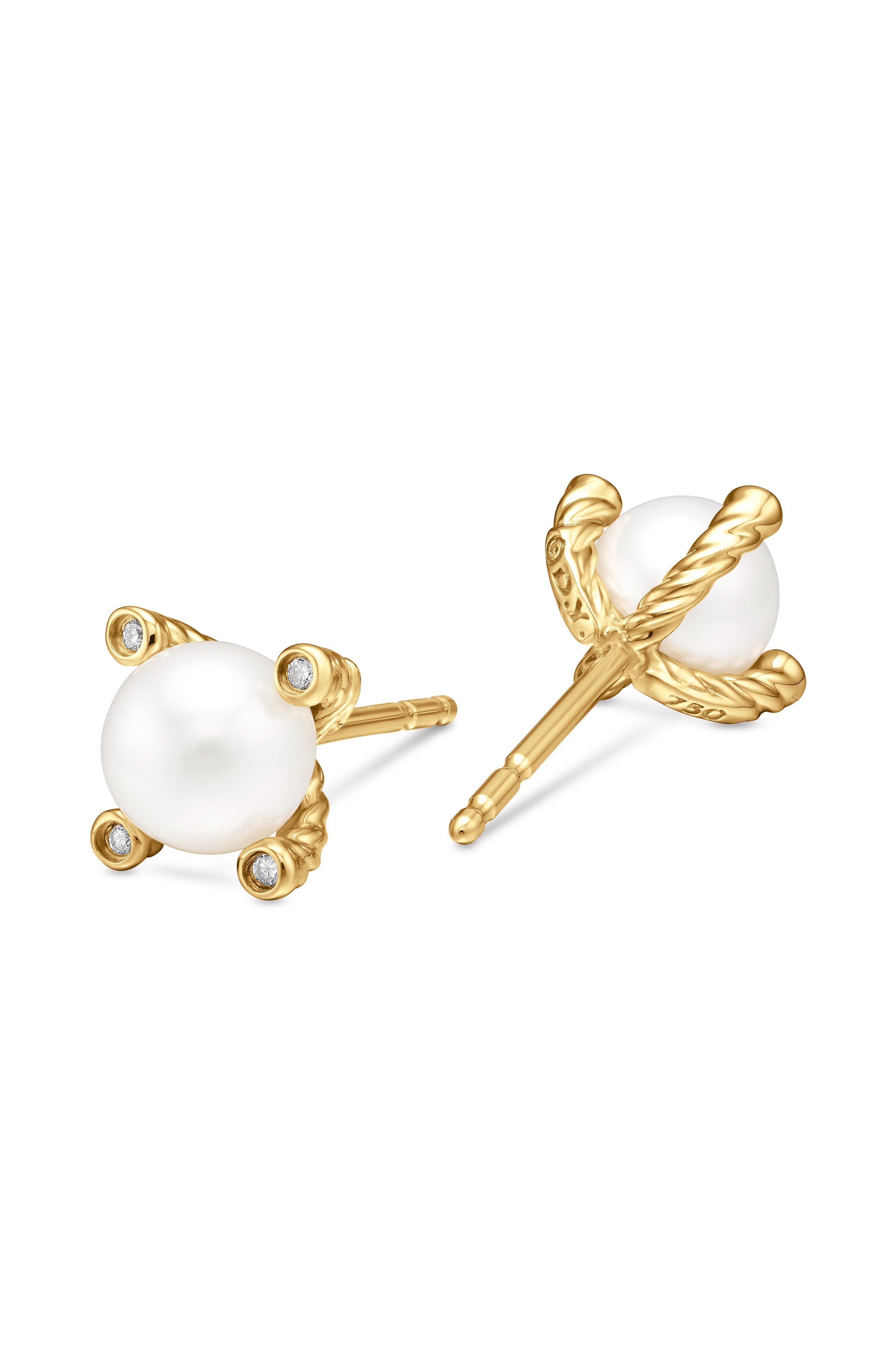 David Yurman Genuine Pearl & Diamond Post Earrings in Two Tone at Nordstrom - 6