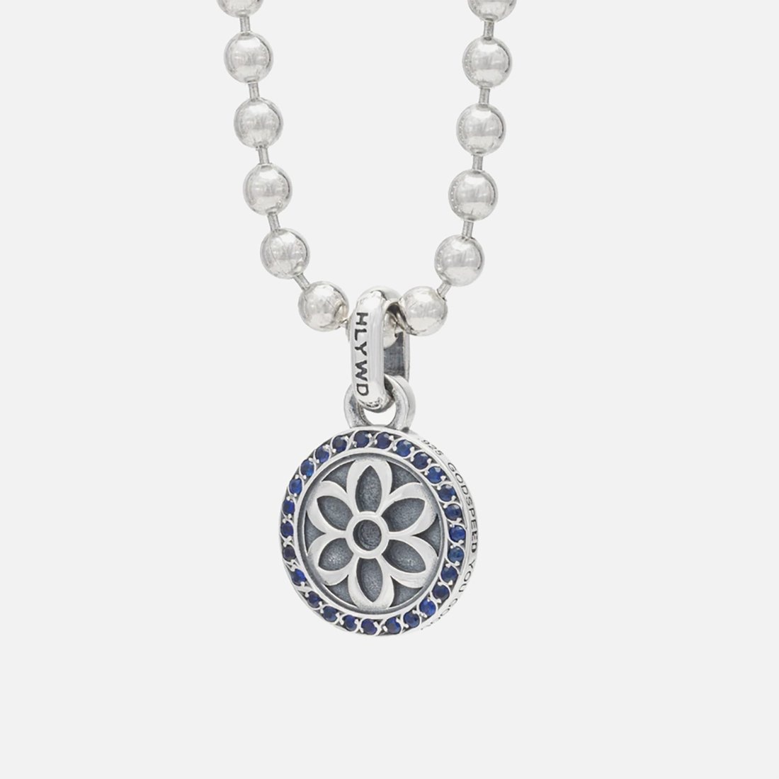 PS-STCHRIS-SM-SAP GOOD ART HLYWD Small Saint Christopher Pendant - Sterling Silver with Sapphires - 1