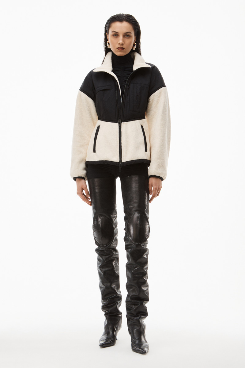 Alexander Wang SCULPTED JACKET IN TEDDY FLEECE & NYLON outlook