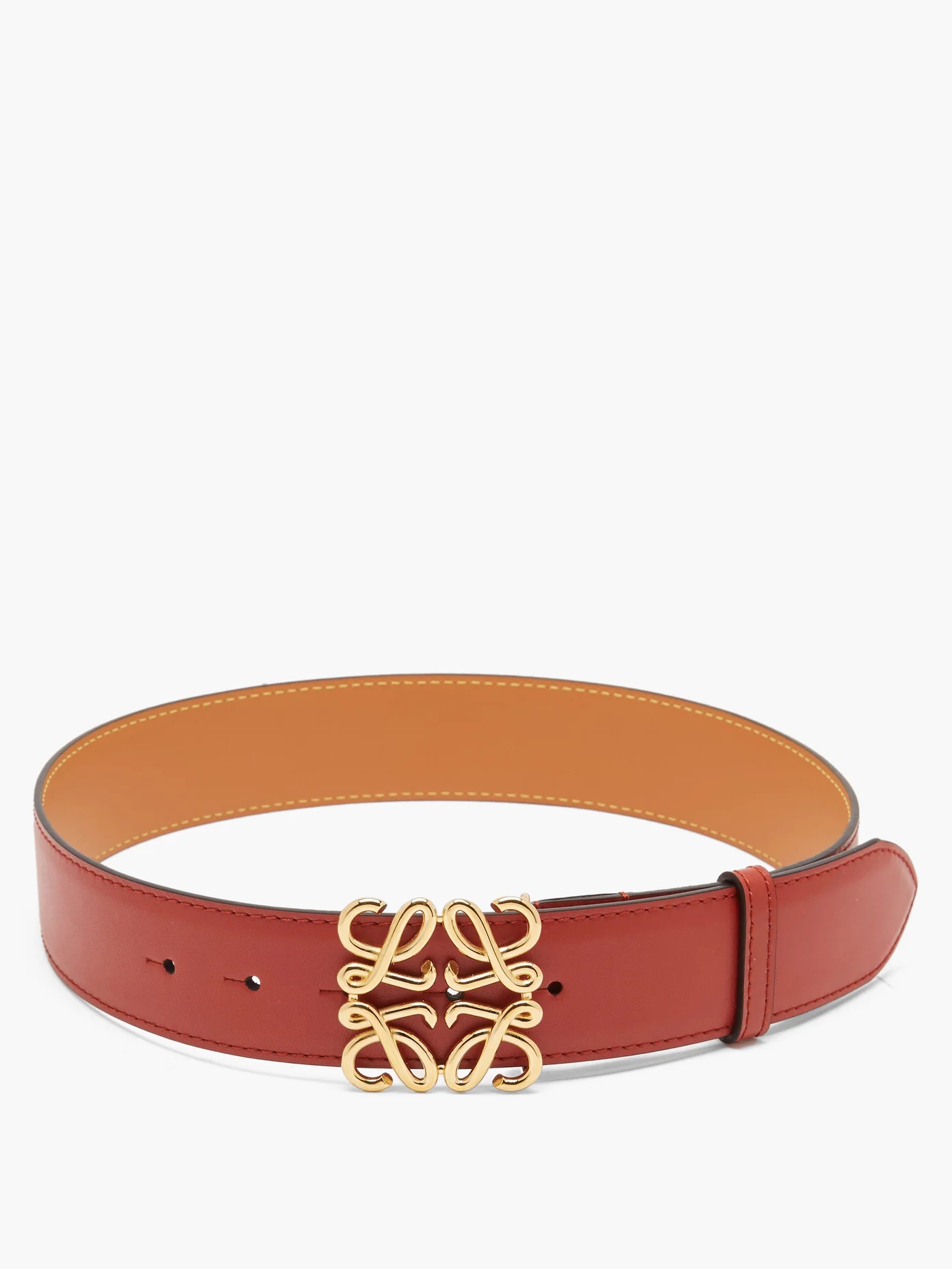 Anagram-buckle leather belt - 5