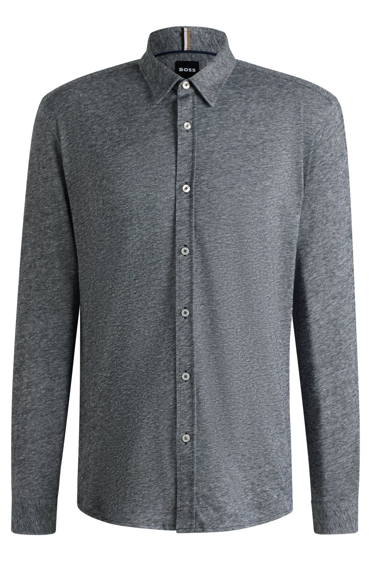 SLIM-FIT SHIRT IN SLUB COTTON-LINEN JERSEY - 1
