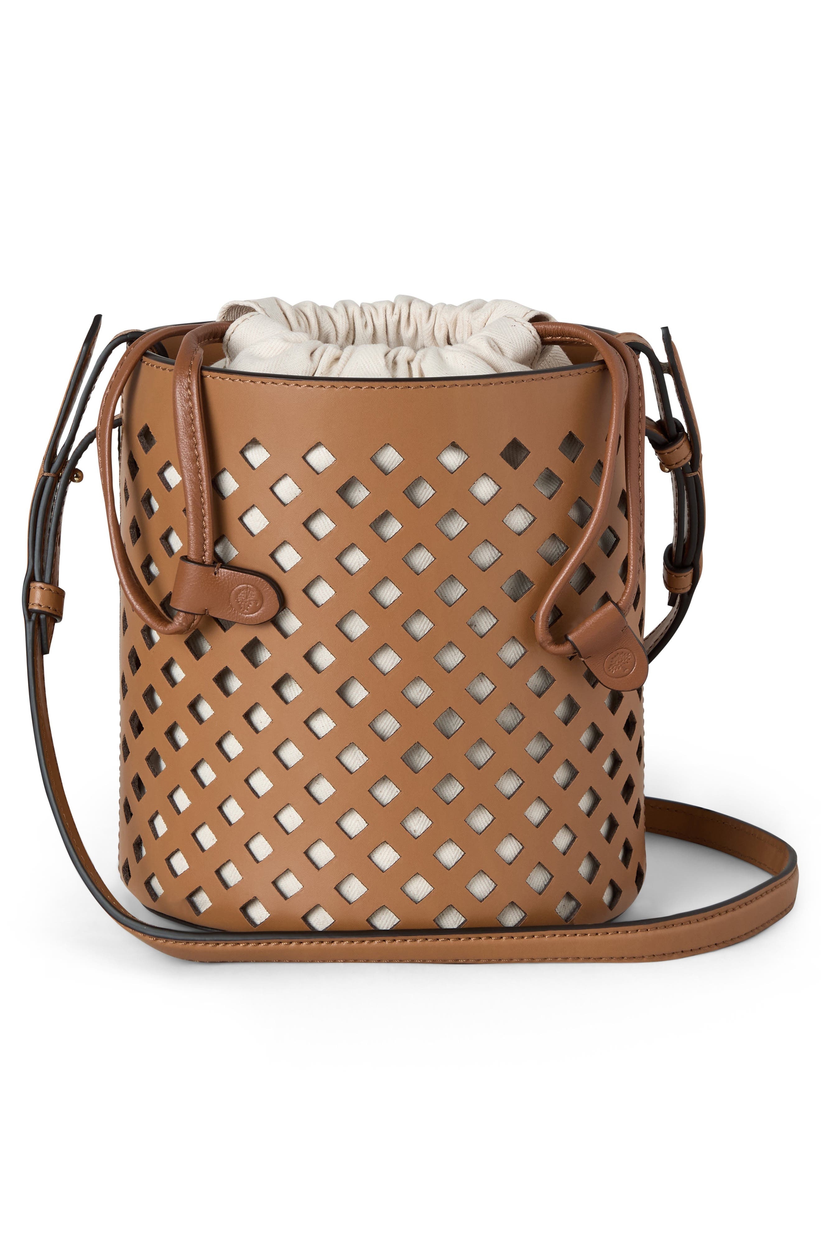 Mulberry Diamond Perforated Leather Bucket Bag in Toffee at Nordstrom - 3