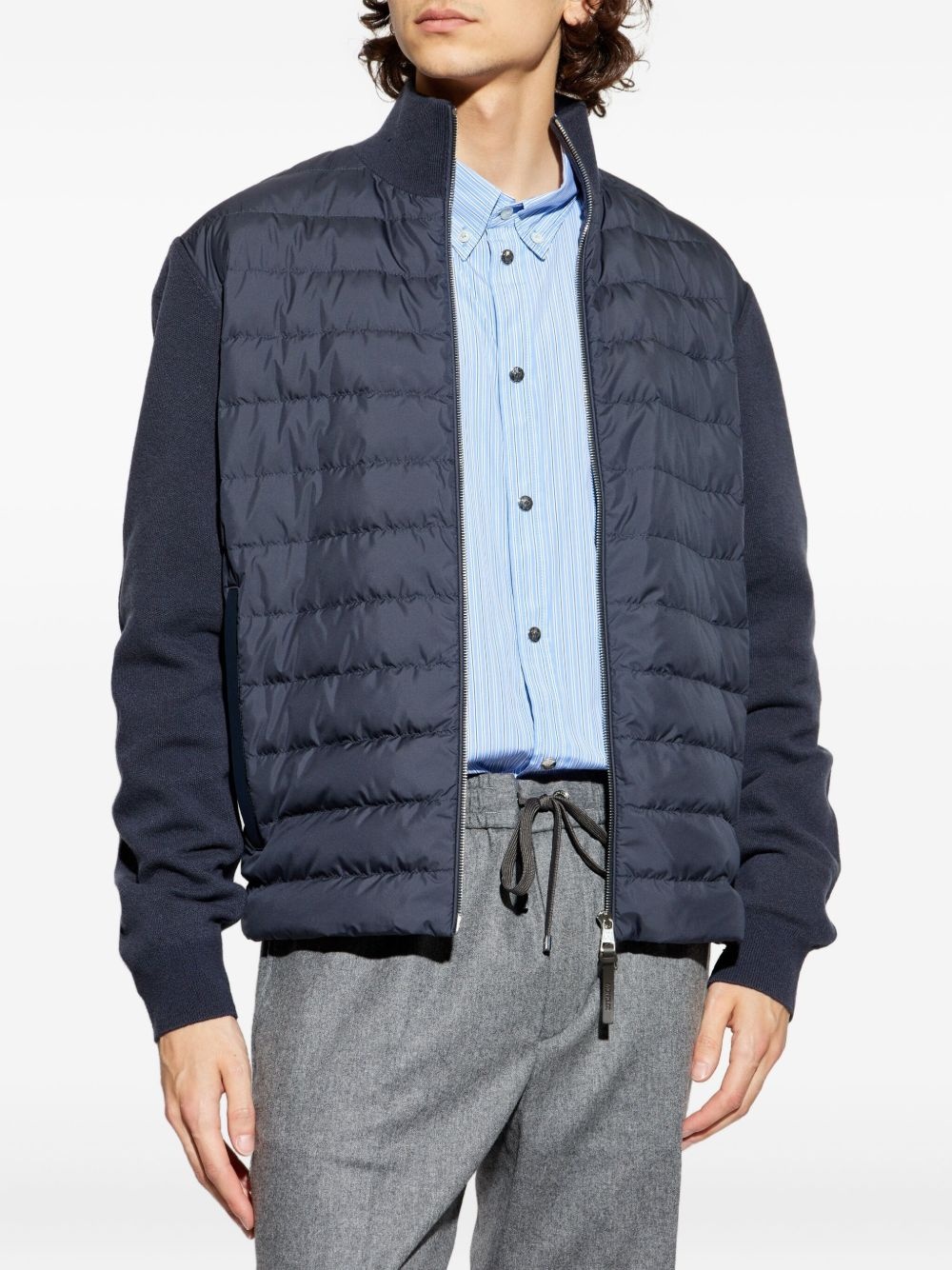 quilted knit panelled cardigan - 3