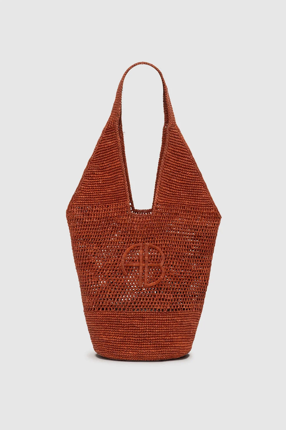 Leah Logo Hobo Raffia - Red Terracotta - 1