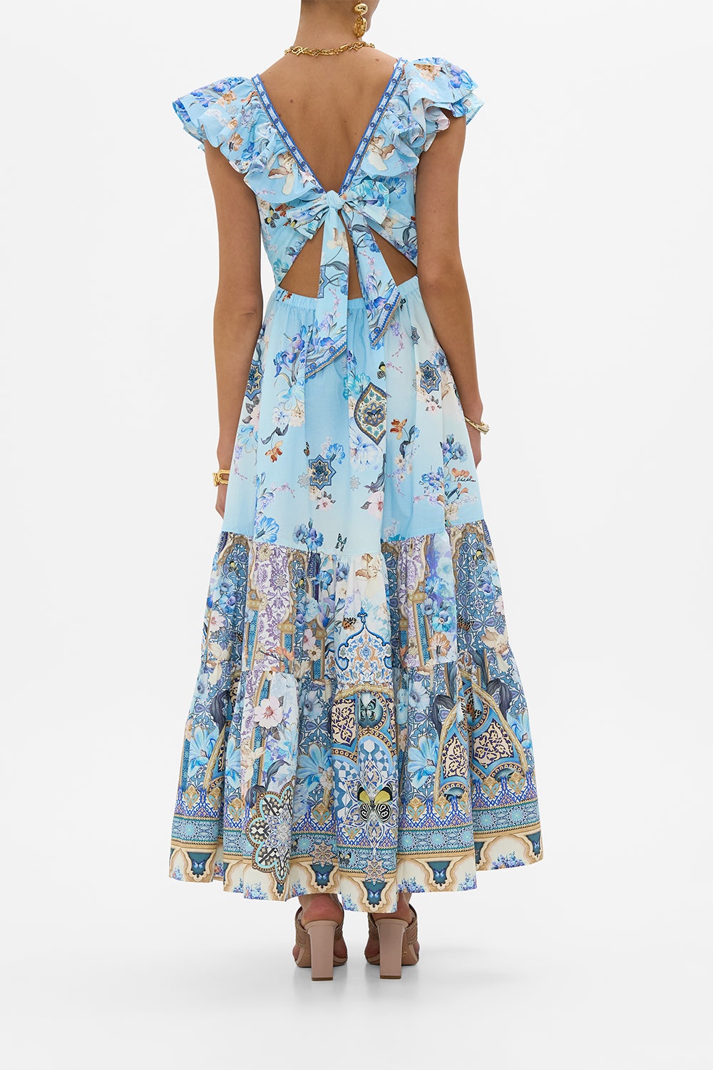 TIERED DRESS WITH NECK FRILL - 3