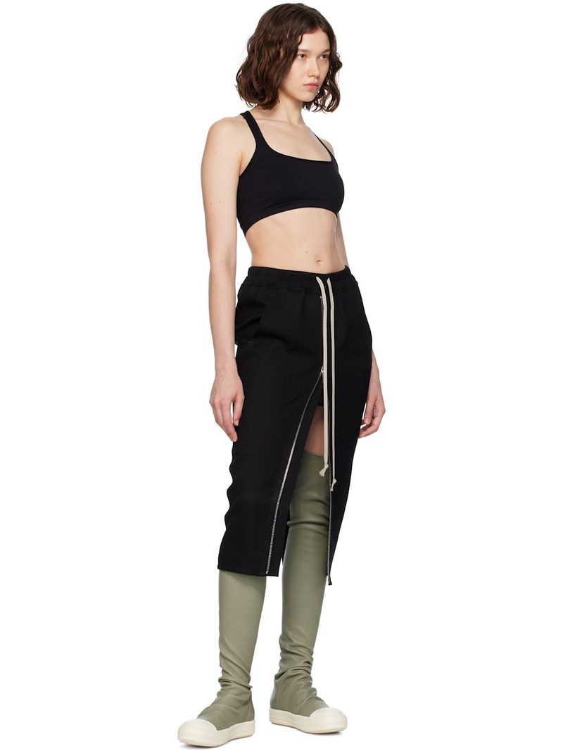 Rick Owens Black Concordians Zipped Short Pillar Midi Skirt outlook