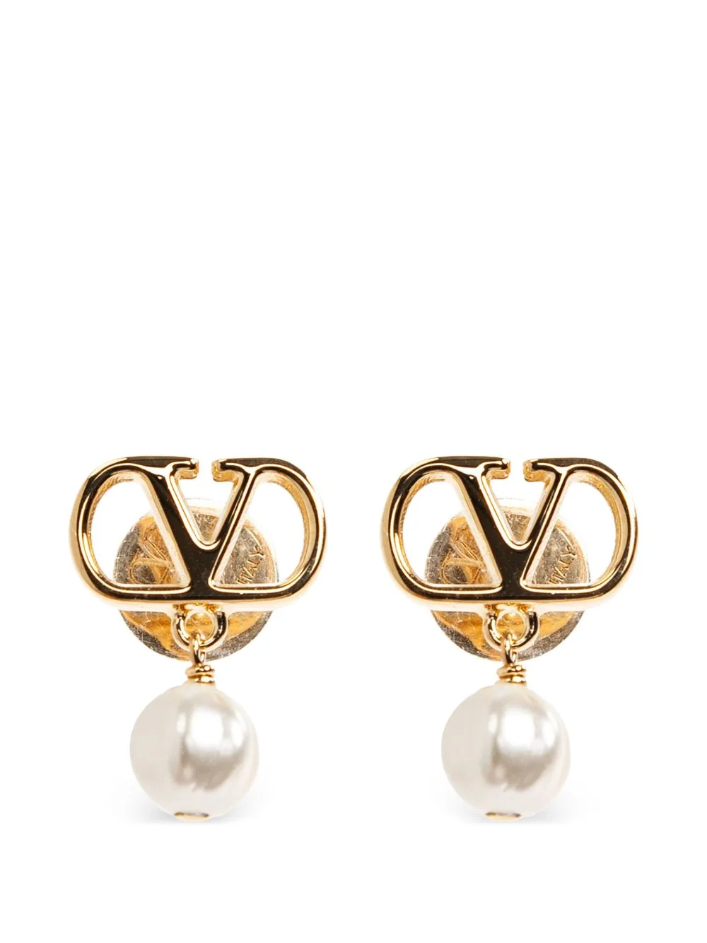 VLogo Signature pearl-pendant earrings - 1