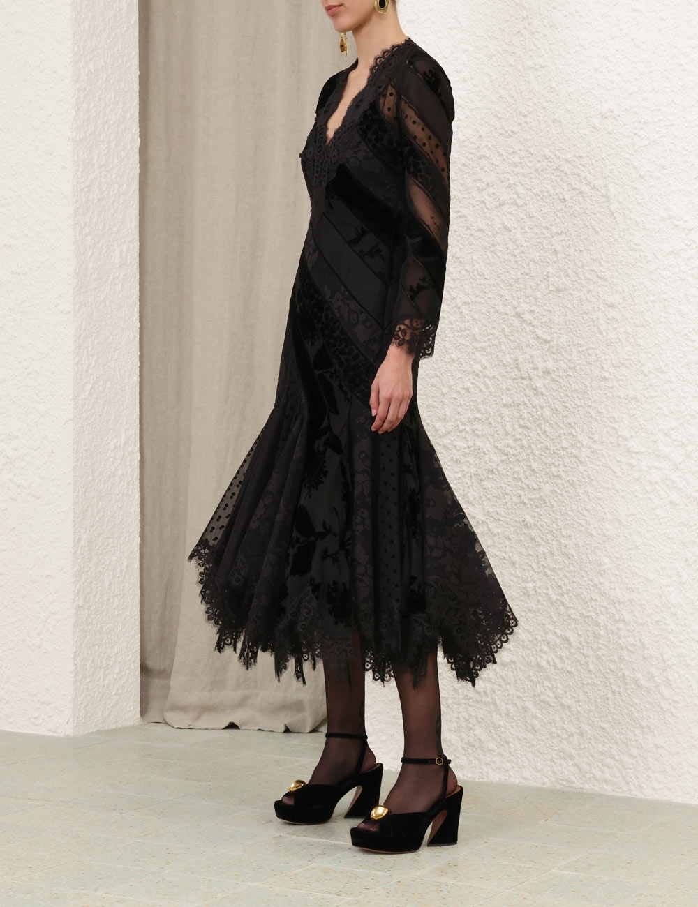 EDEN V NECK SPLICED GOWN - 3