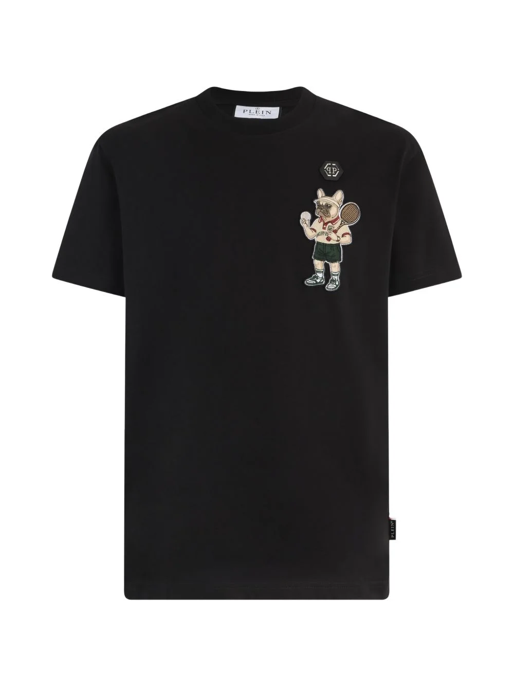 patch round neck T-shirt - 1