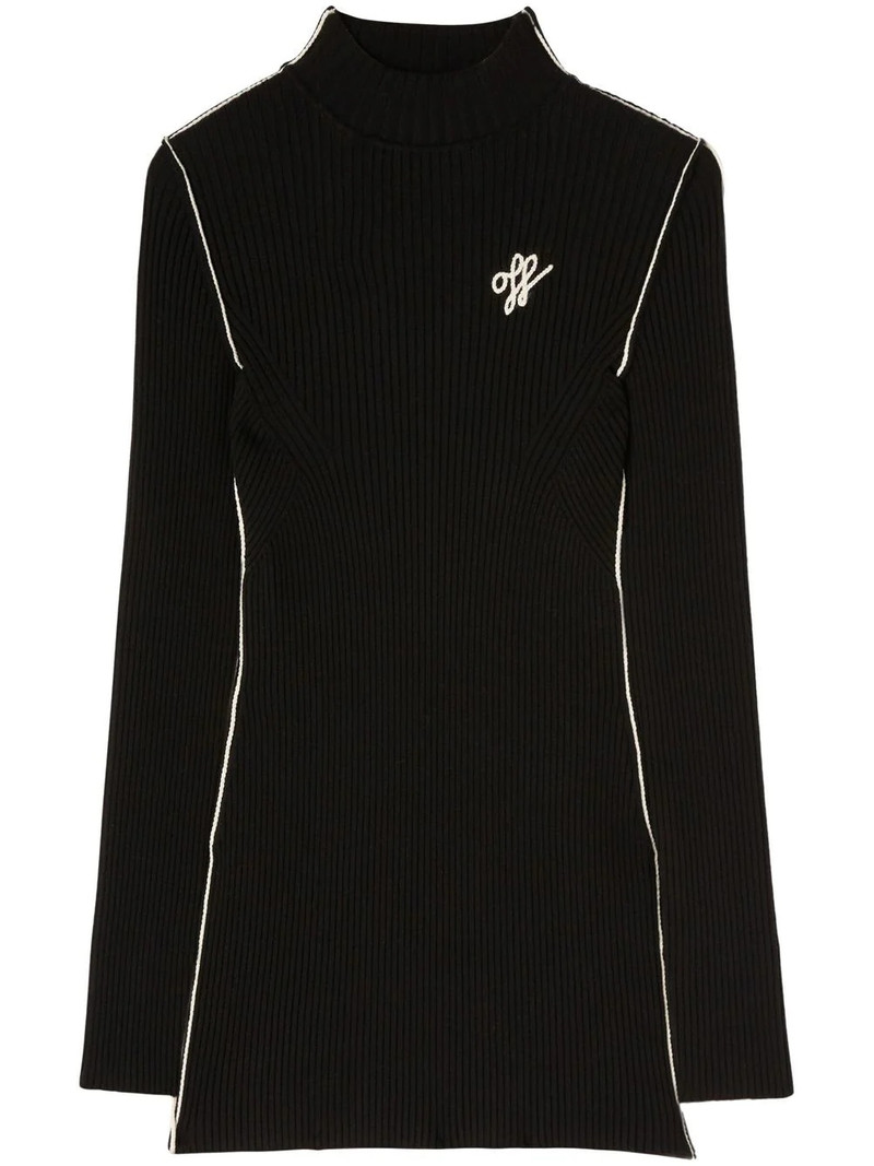 embroidered-logo ribbed mini dress 1