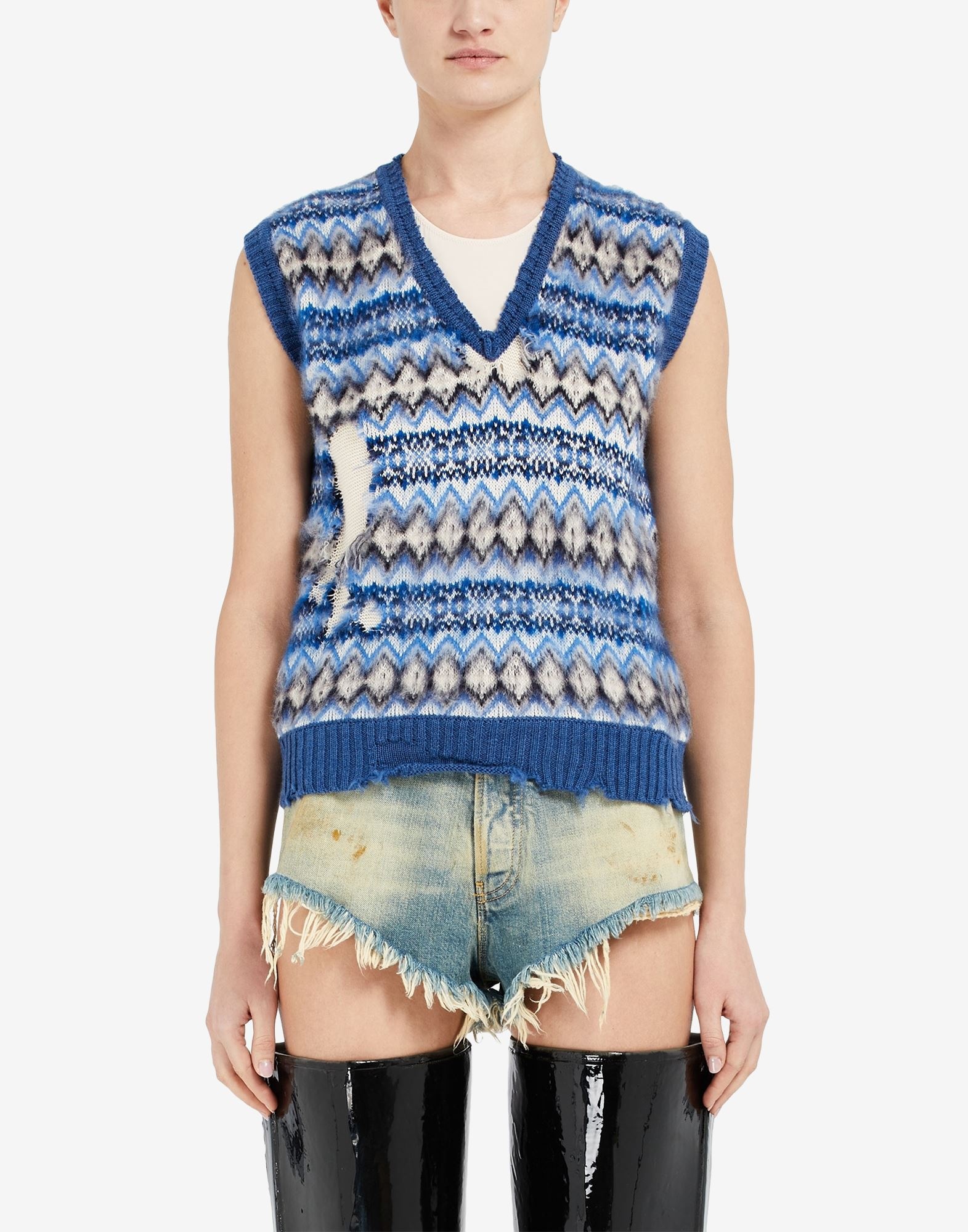 Intarsia sleeveless sweater - 5
