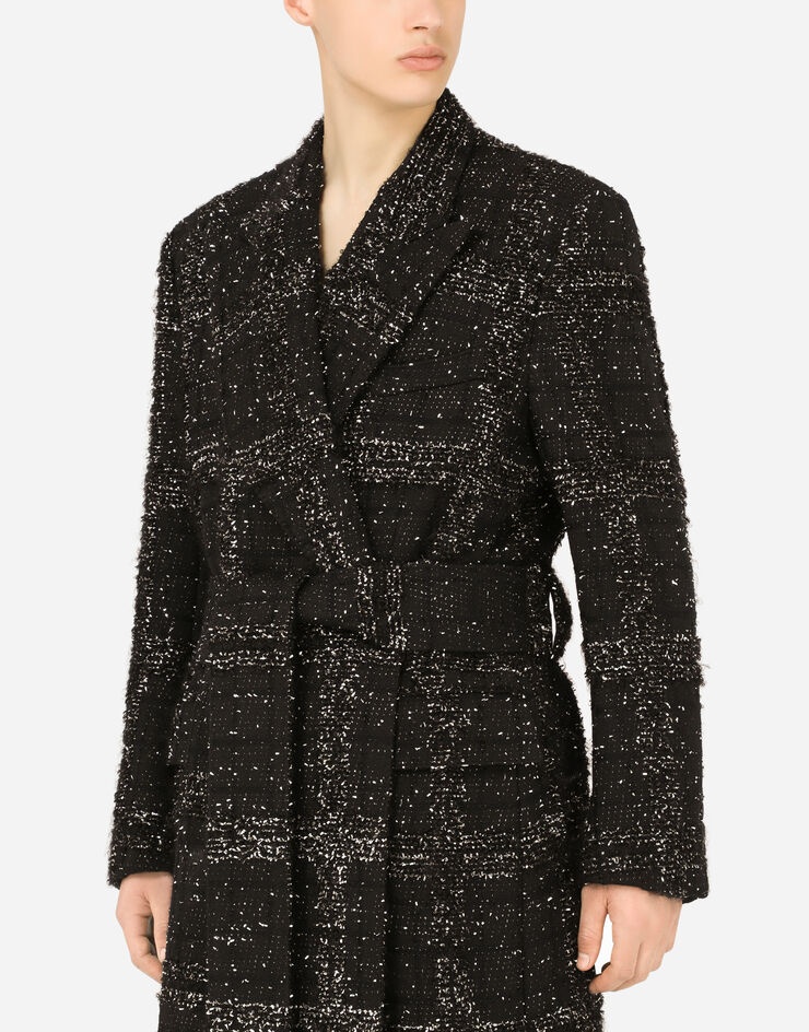 Double-breasted coat with lurex bouclé belt - 5