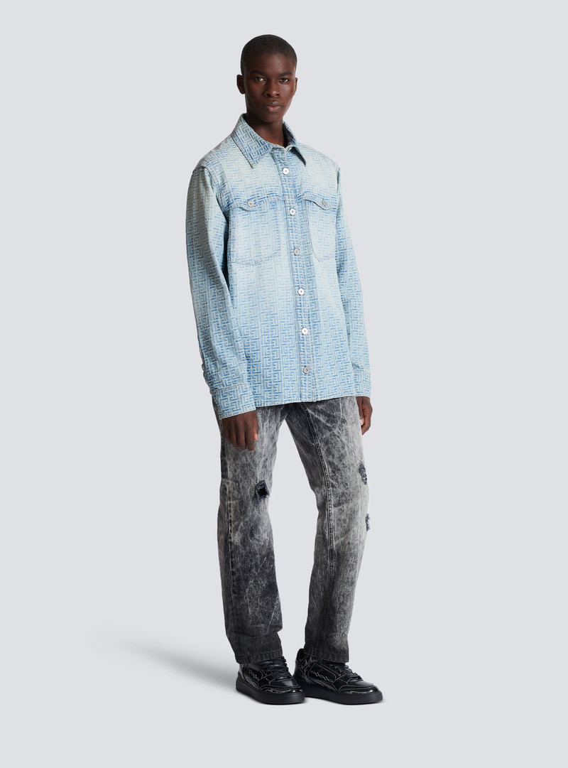 Monogrammed jacquard denim shirt 3