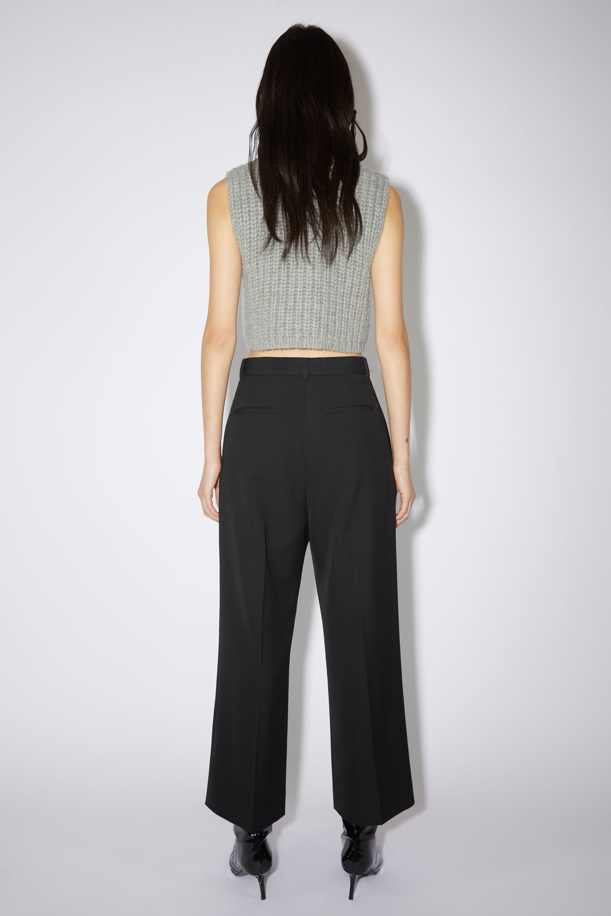 Wool blend trousers - Black - 3