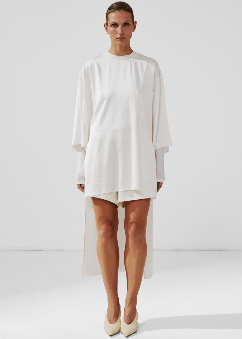 DARKPARK Darkpark Tara Satin Asymmetric Shirt - Off-White outlook