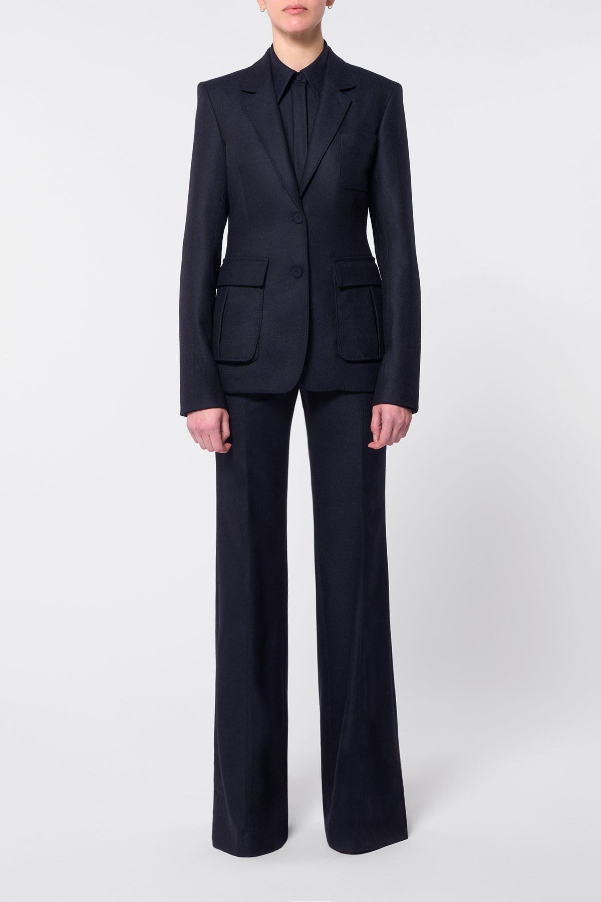 Rhein Pant in Dark Navy Virgin Wool Cashmere Flannel - 2