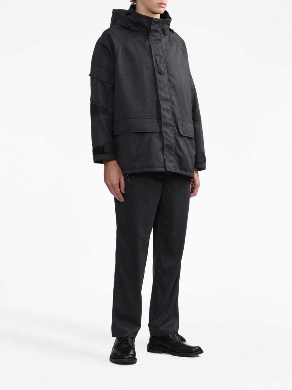 funnel-neck drawstring hooded jacket - 2
