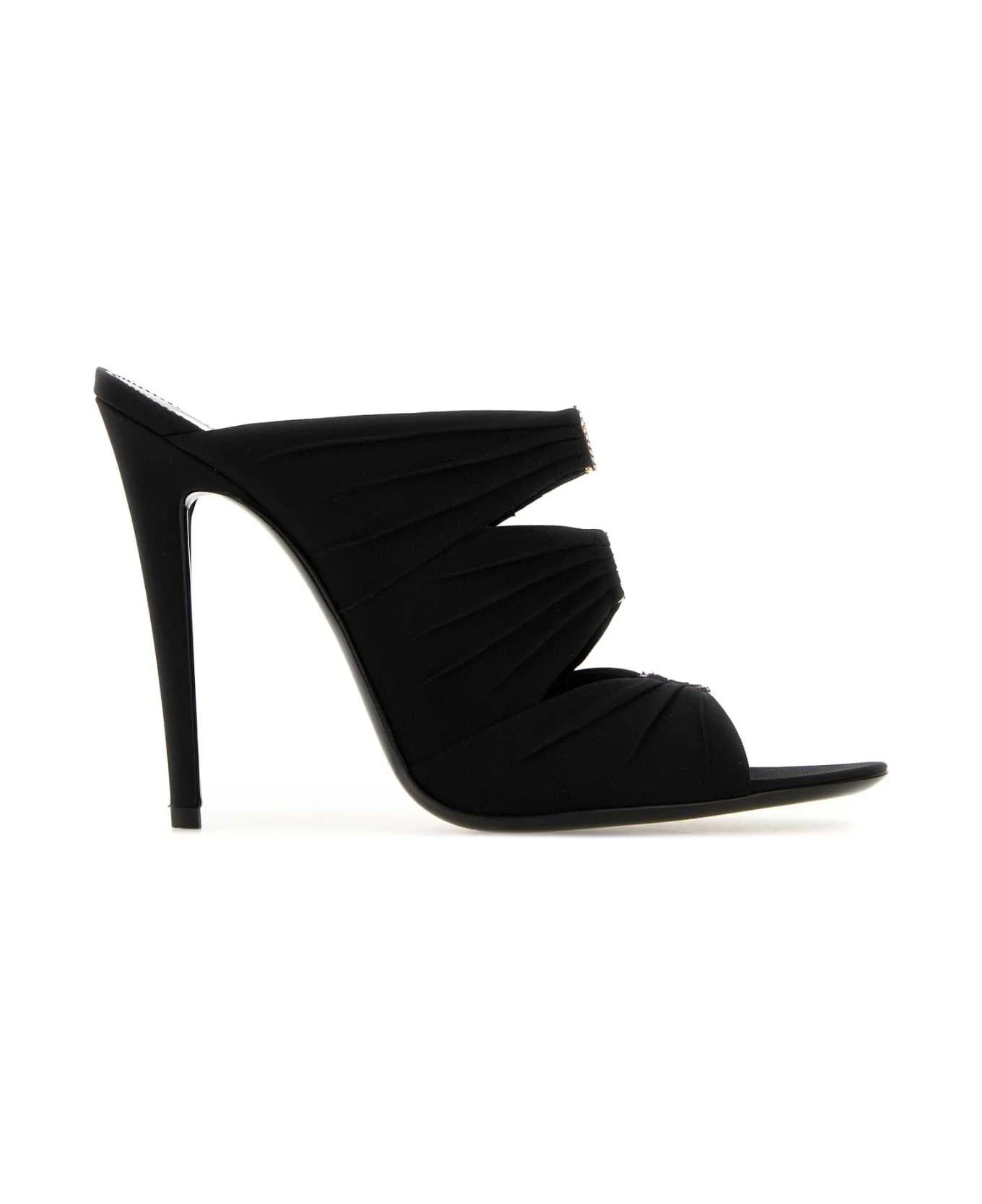 Black Fabric Emilie Mules - 1