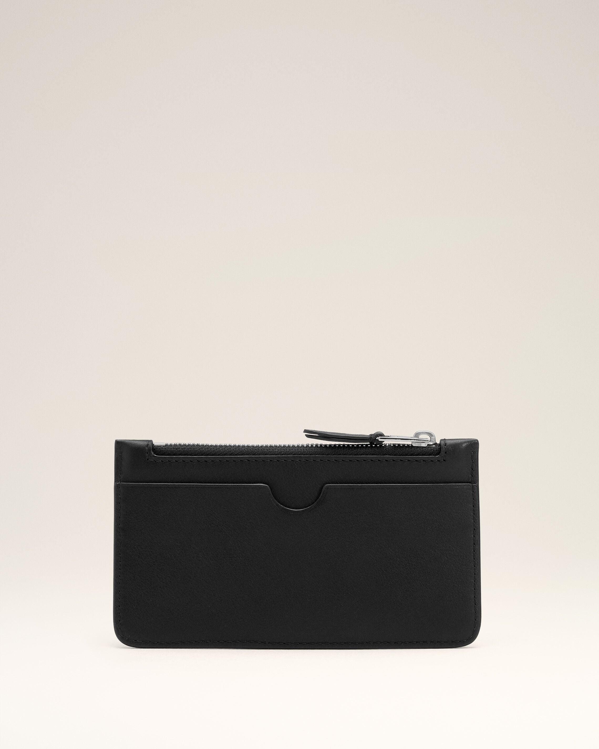 BLACK SMOOTH LEATHER AMI DE COEUR ZIPPED CARD HOLDER - 2
