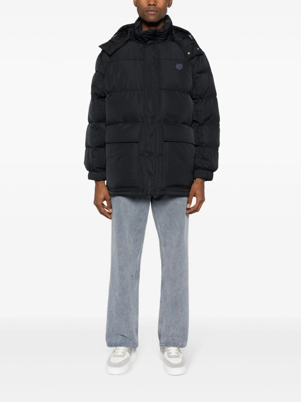 MAISON KITSUNE Men Nylon W Tonal Fox Head Patch Hooded Puffer - 1