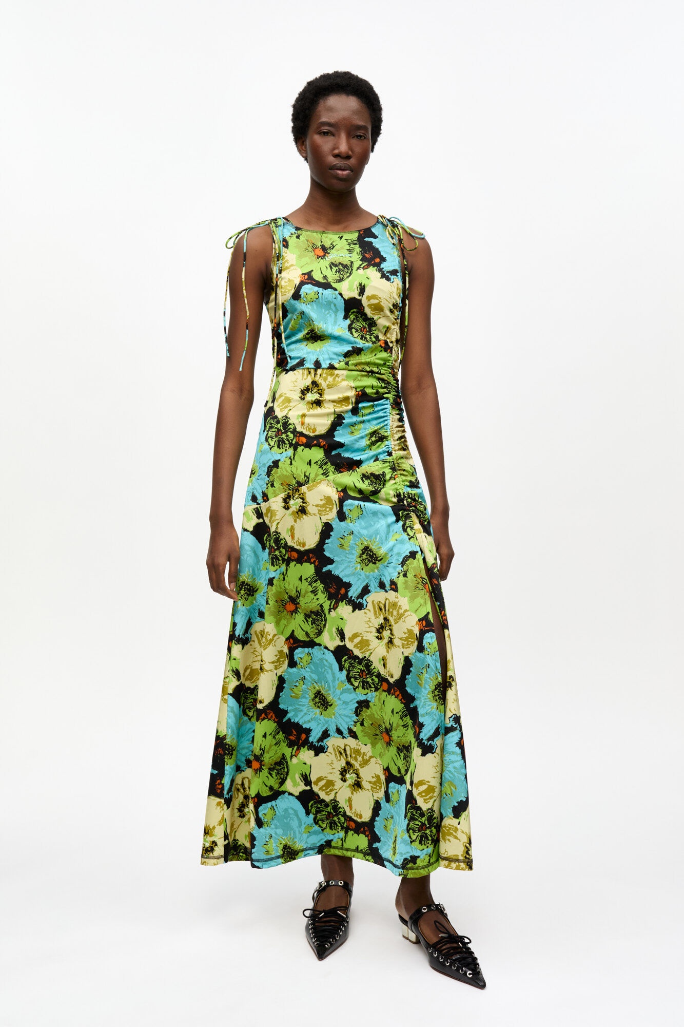 FLORAL LYCRA JERSEY GATHERED DRESS - 2