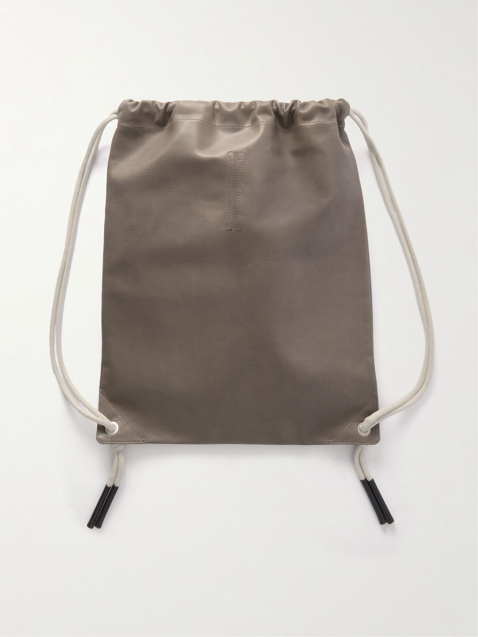 Embellished Leather Drawstring Backpack Brown - 3
