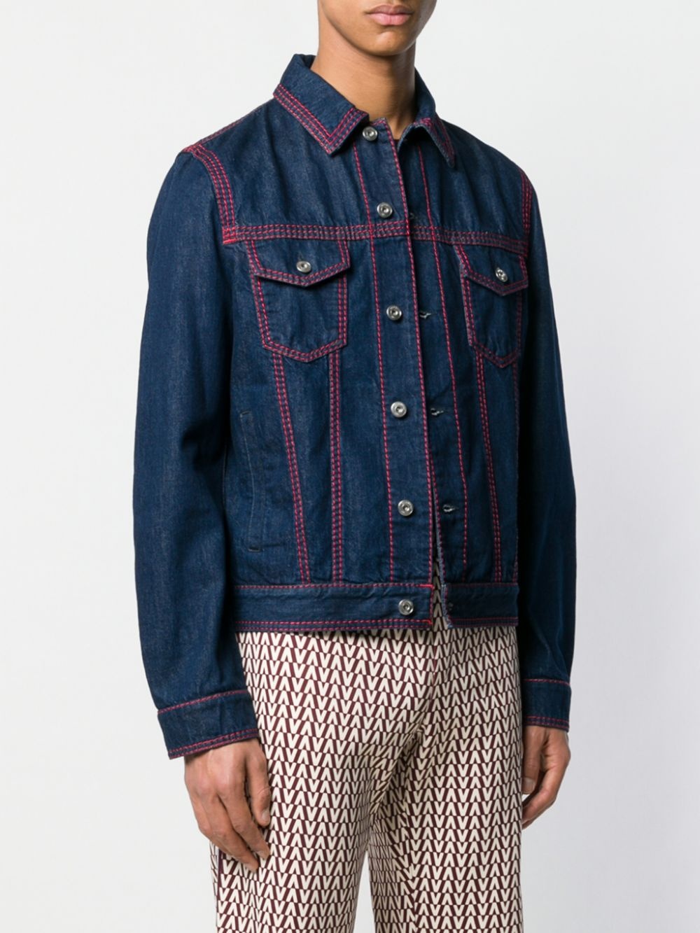 logo print denim jacket - 3