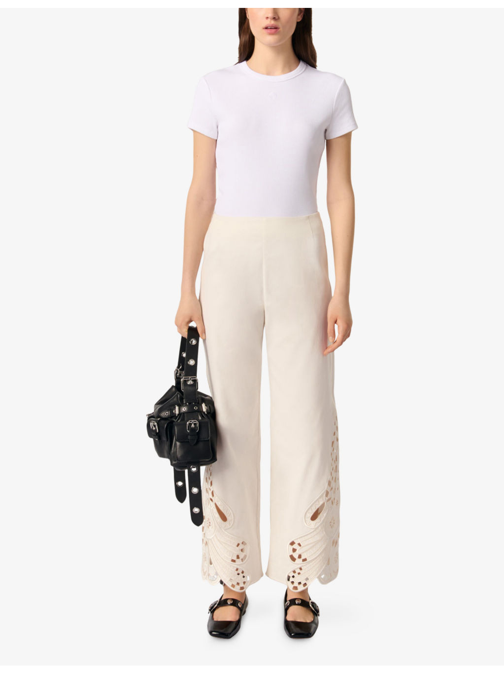 Scalloped-Trim Mid-Rise Embroidered Stretch-Cotton Trousers - 2