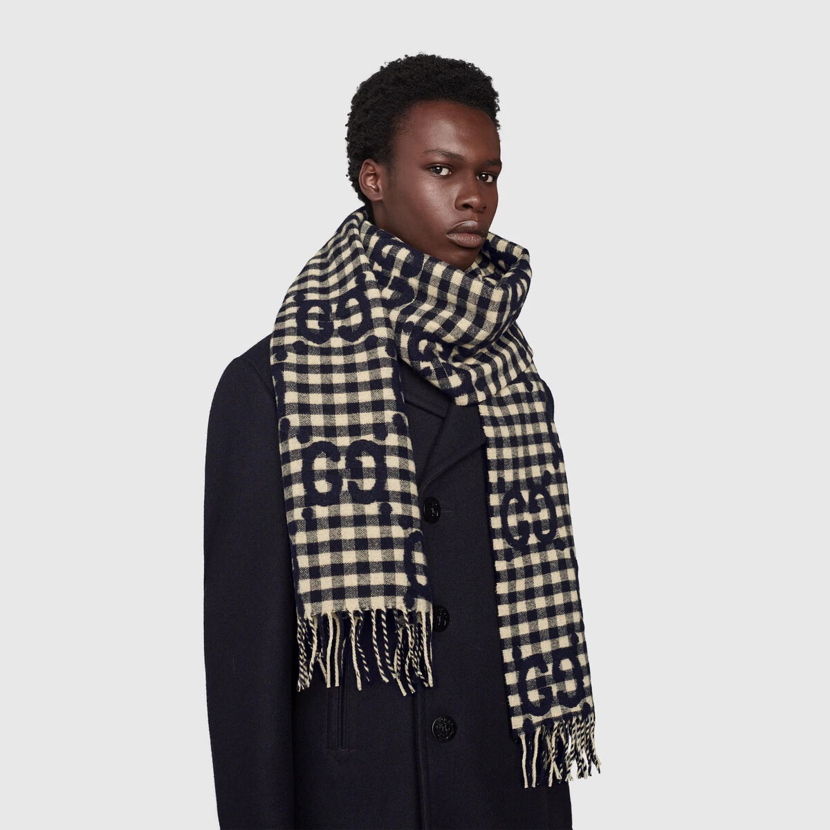 GG jacquard wool scarf - 3