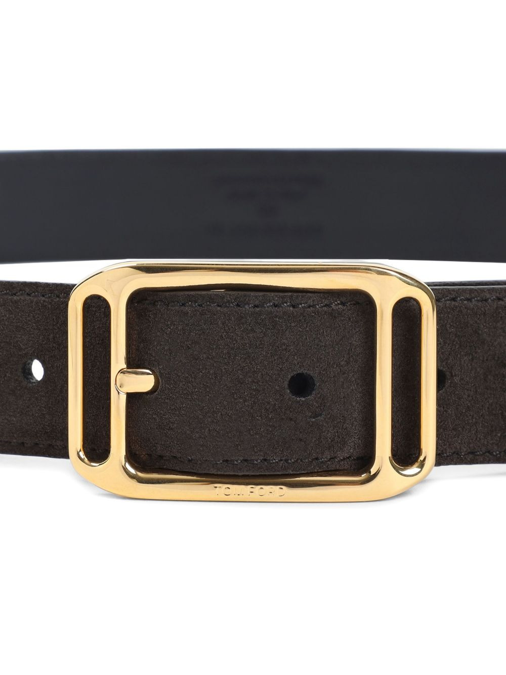 SUEDE LEATHER GOLD-BUCKLE BELT - 2