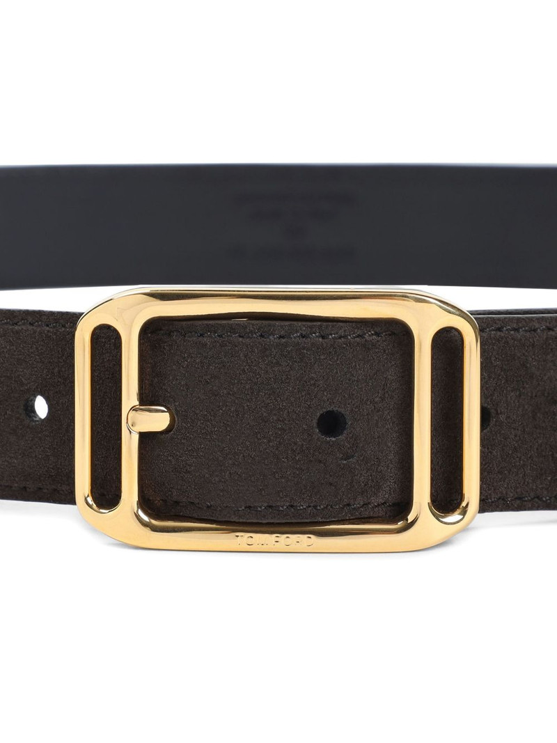TOM FORD SUEDE LEATHER GOLD-BUCKLE BELT outlook