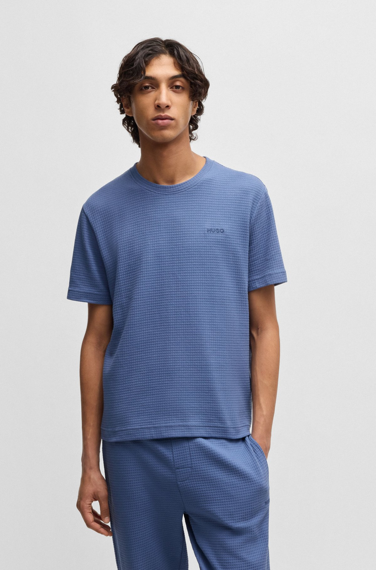 COTTON-BLEND PYJAMA T-SHIRT WITH EMBROIDERED LOGO - 2