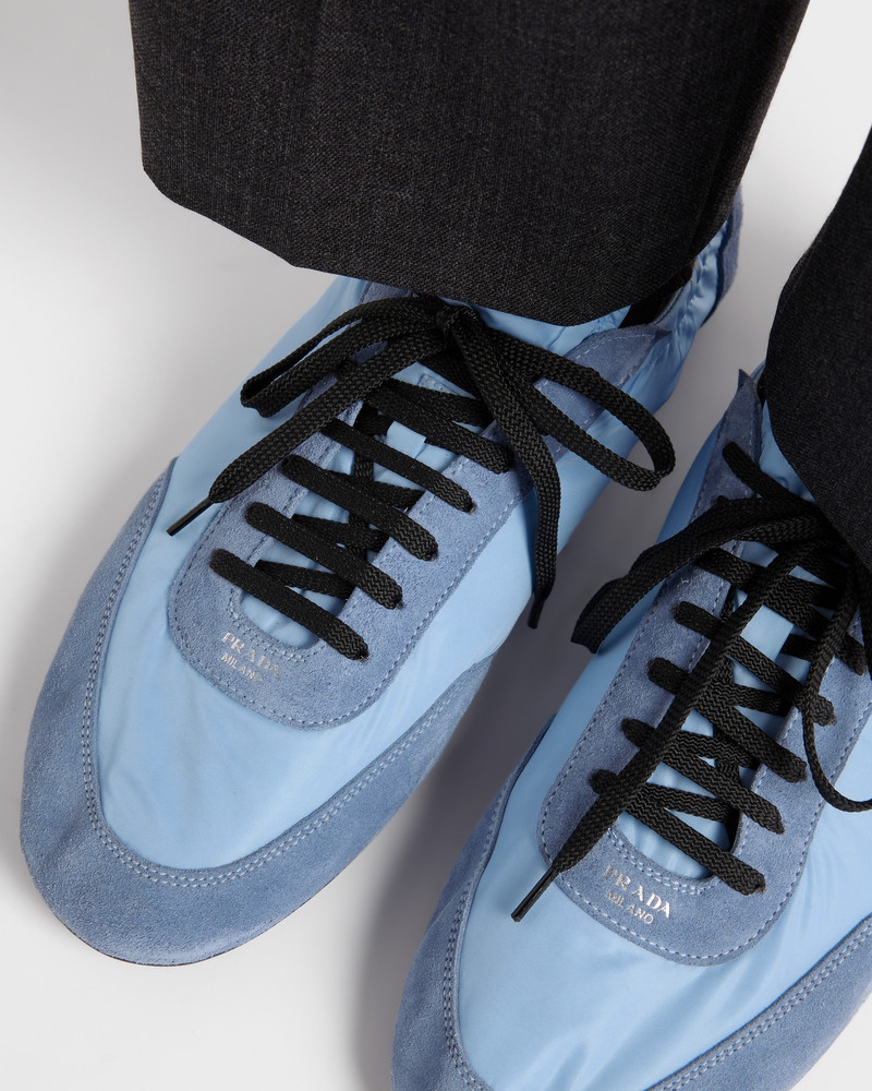 Prada Collapse Re-Nylon and suede elasticized sneakers outlook