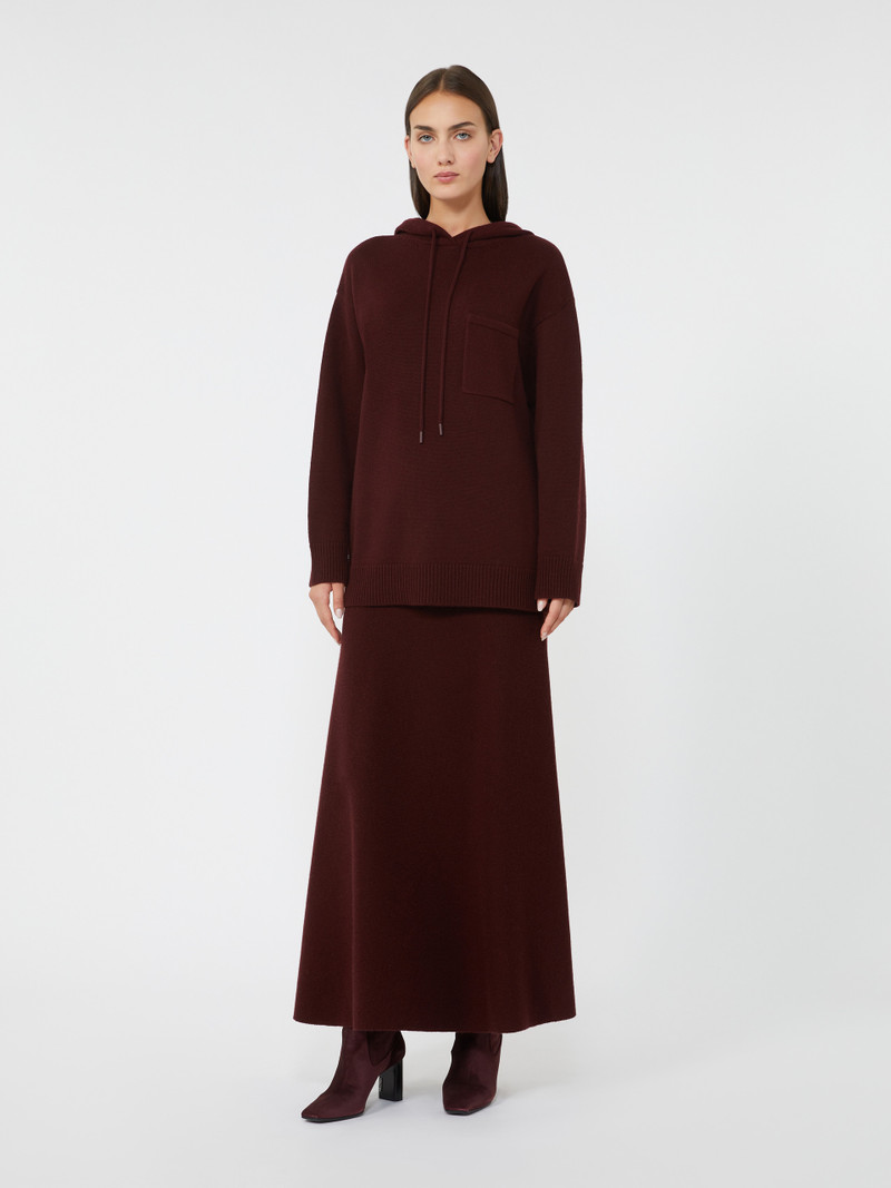Max Mara GIBERNA Wool and cashmere flared skirt outlook