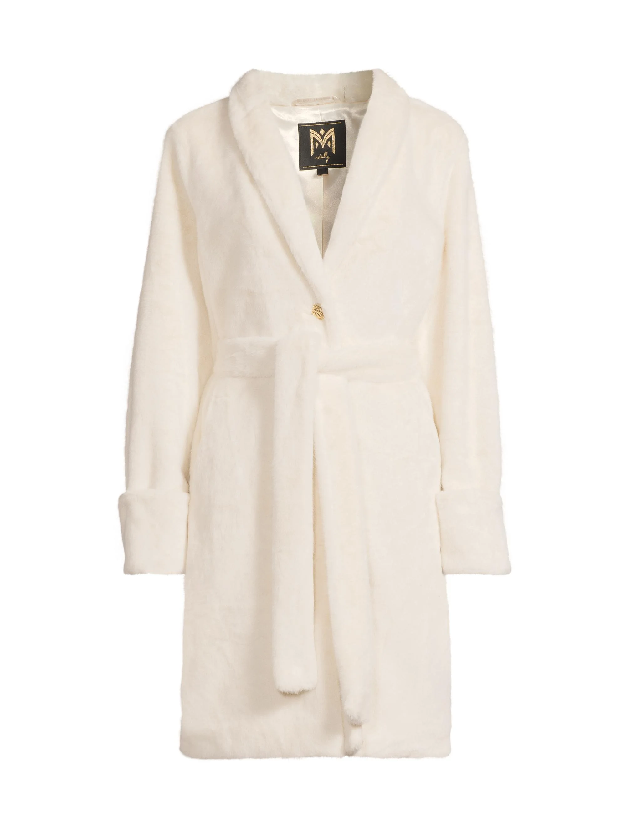Women's Faux Mink Wrap Coat - Winter White - 1