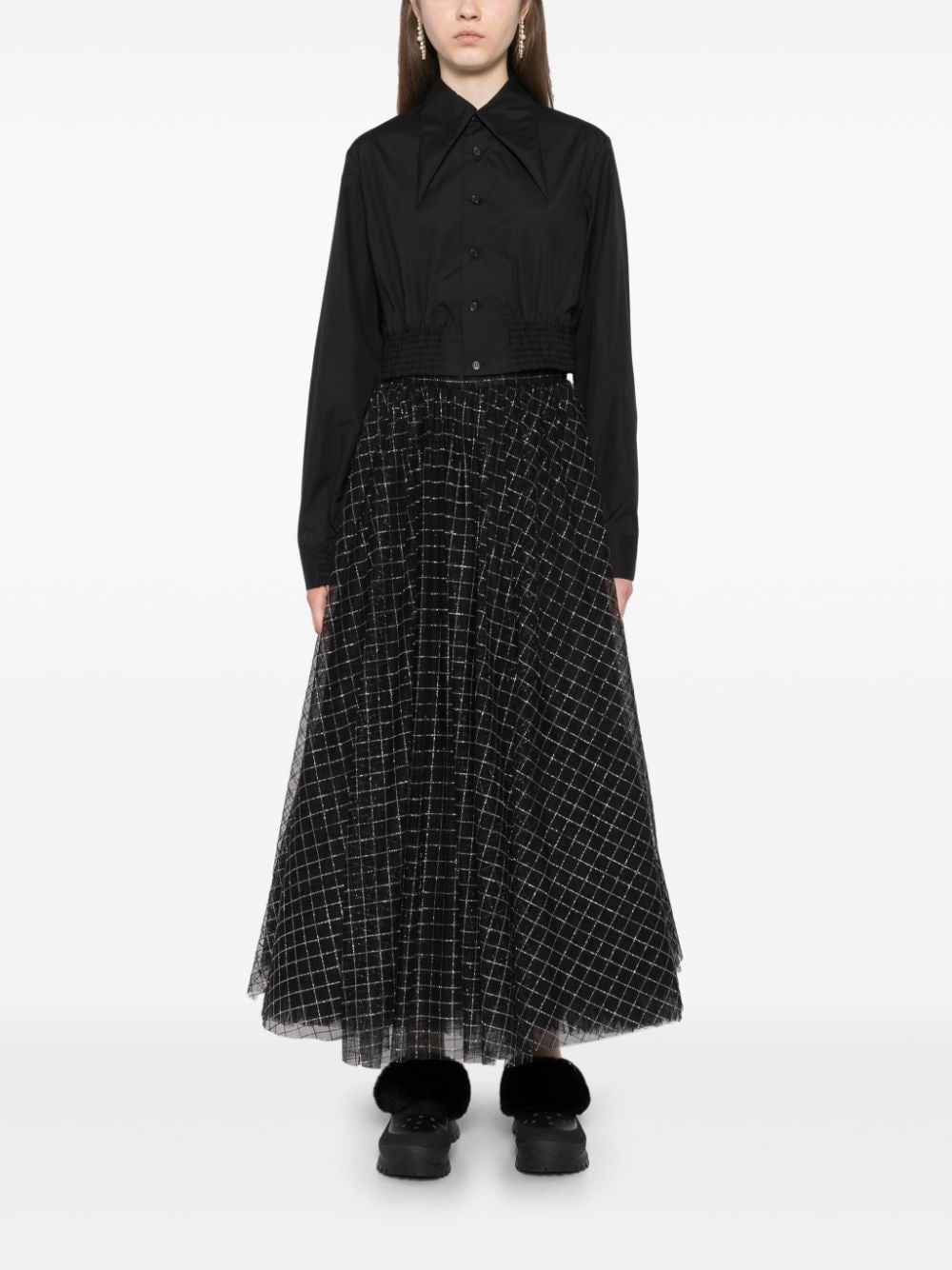 oversized collar cropped shirt - 4