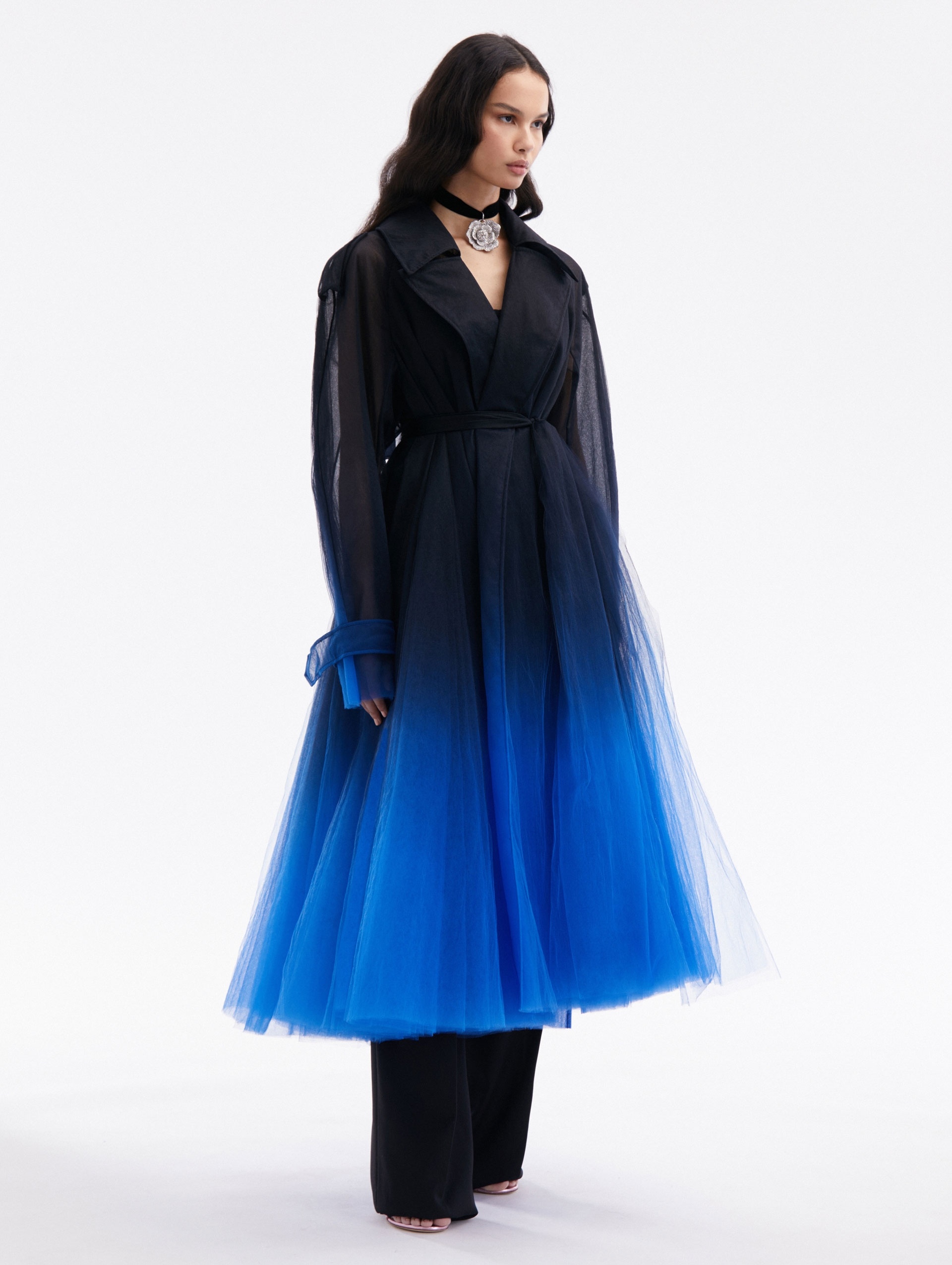 OMBRÉ TULLE OPERA COAT - 3