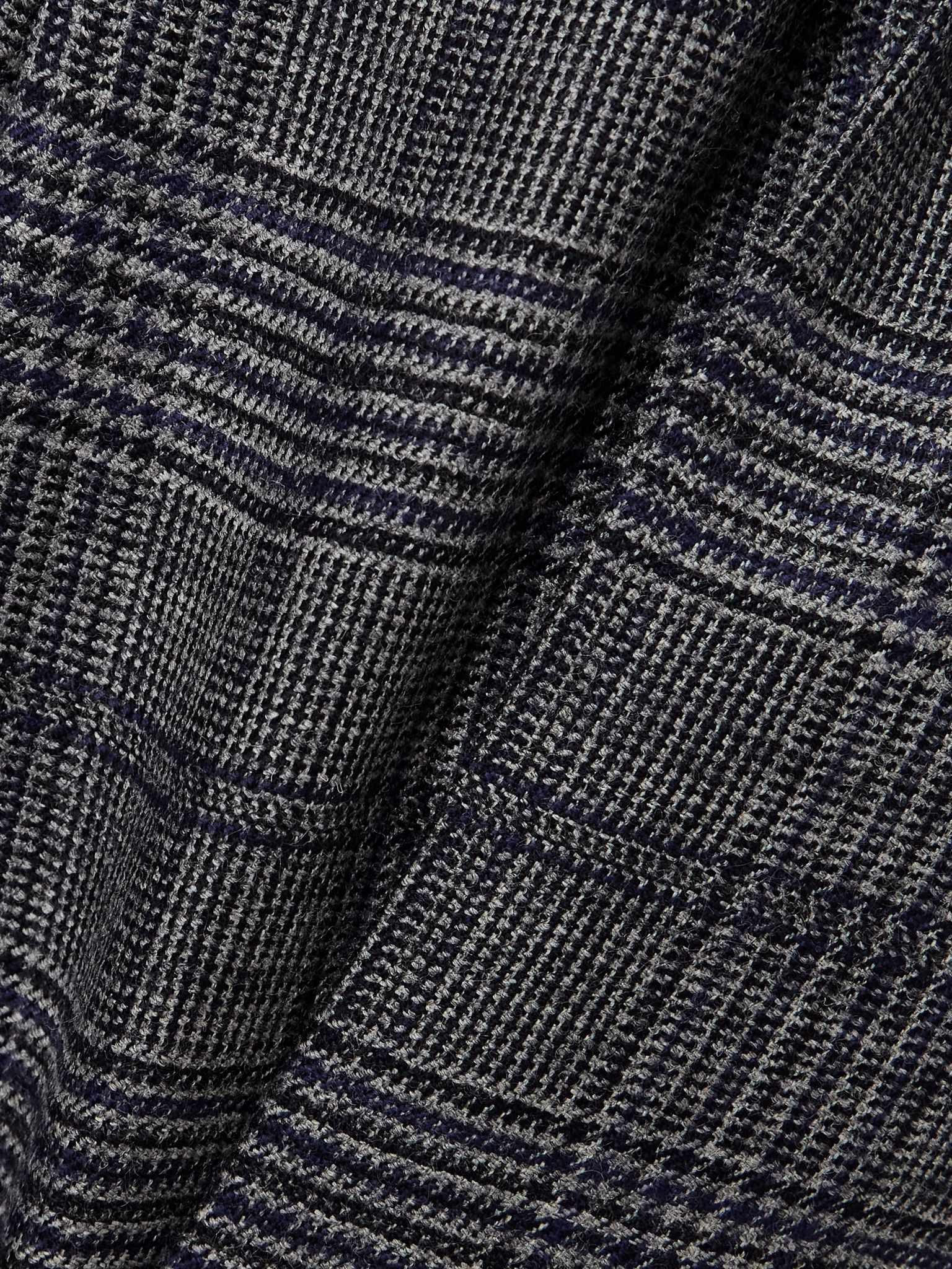 Cropped bead-embellished pleated Prince of Wales checked wool wide-leg pants Gray - 5