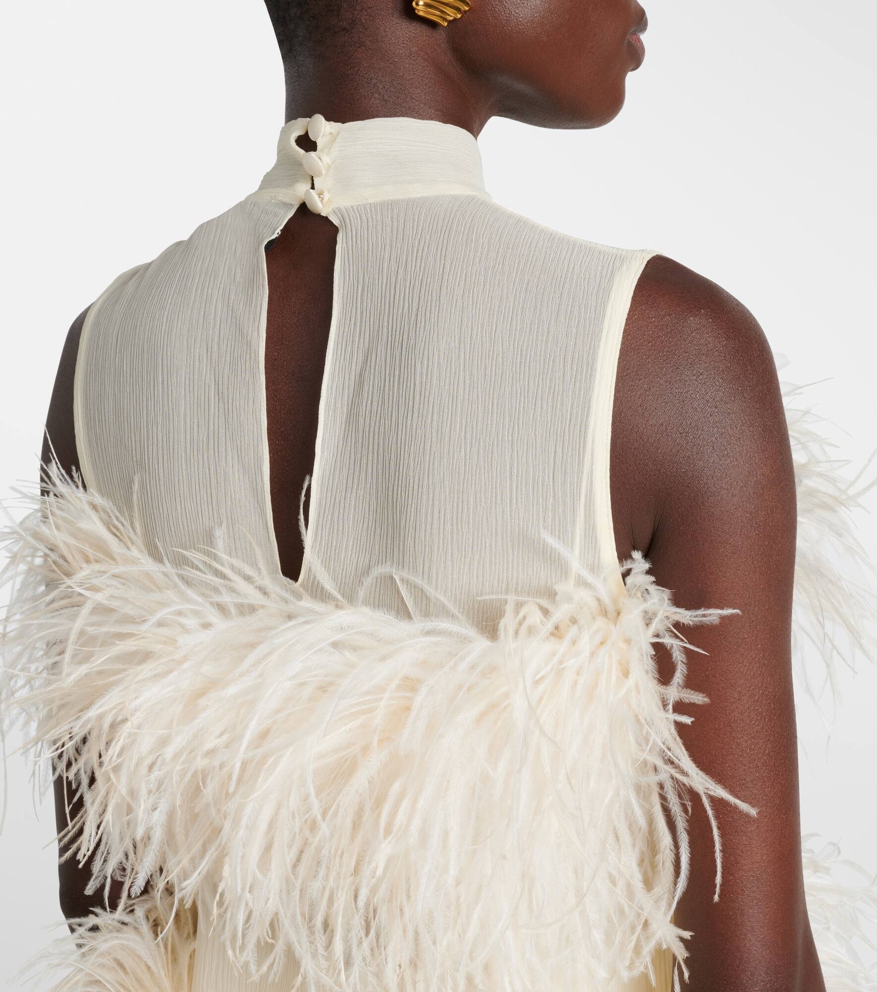Divine feather-trimmed chiffon minidress - 6