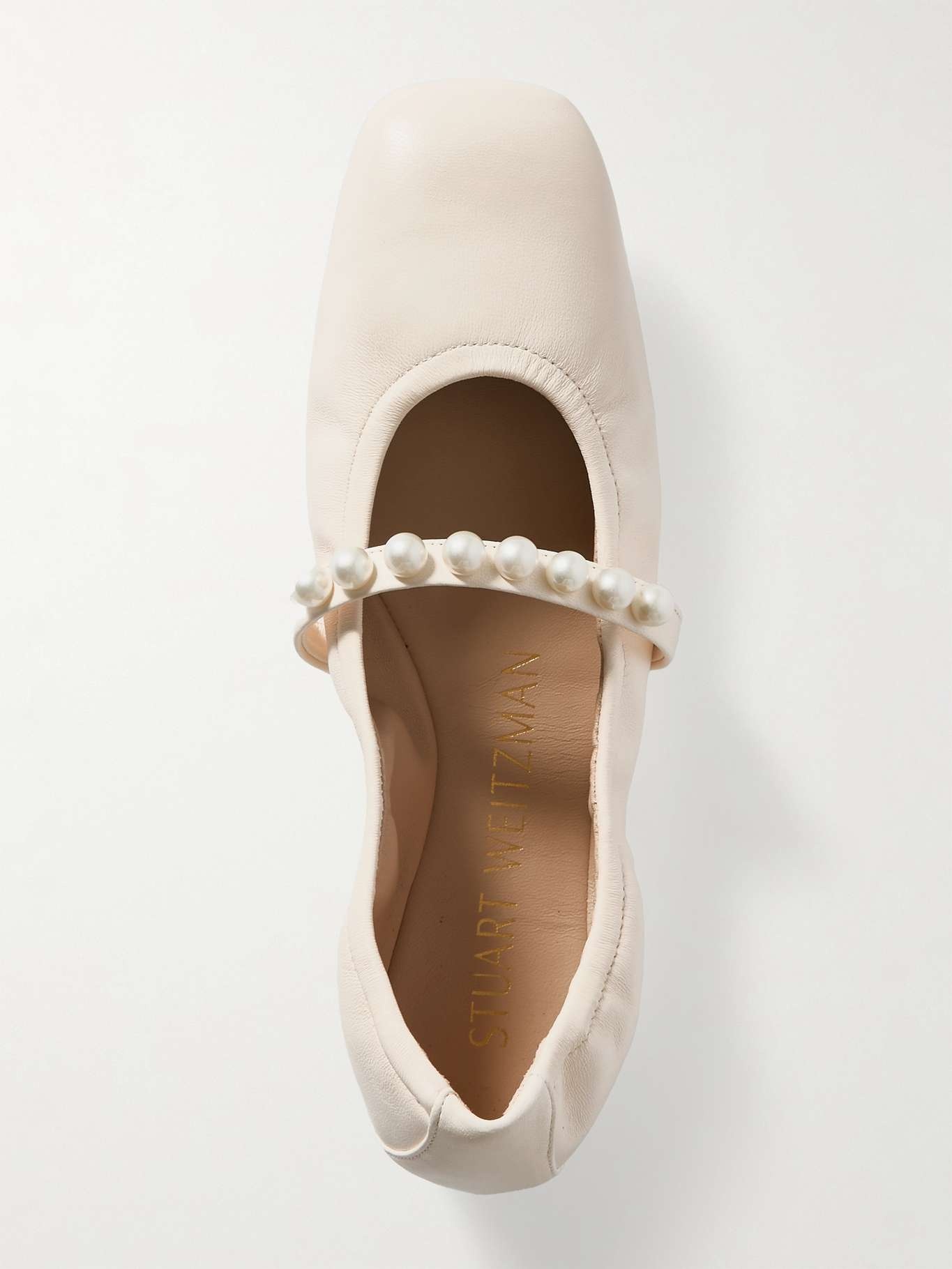 Goldie faux pearl-embellished leather ballet flats - 5