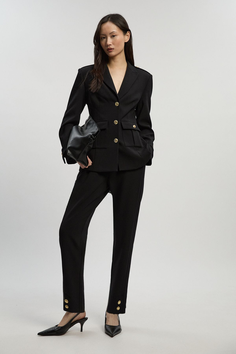 KAREN MILLEN Petite Compact Stretch Tailored Military Straight Leg Trouser outlook