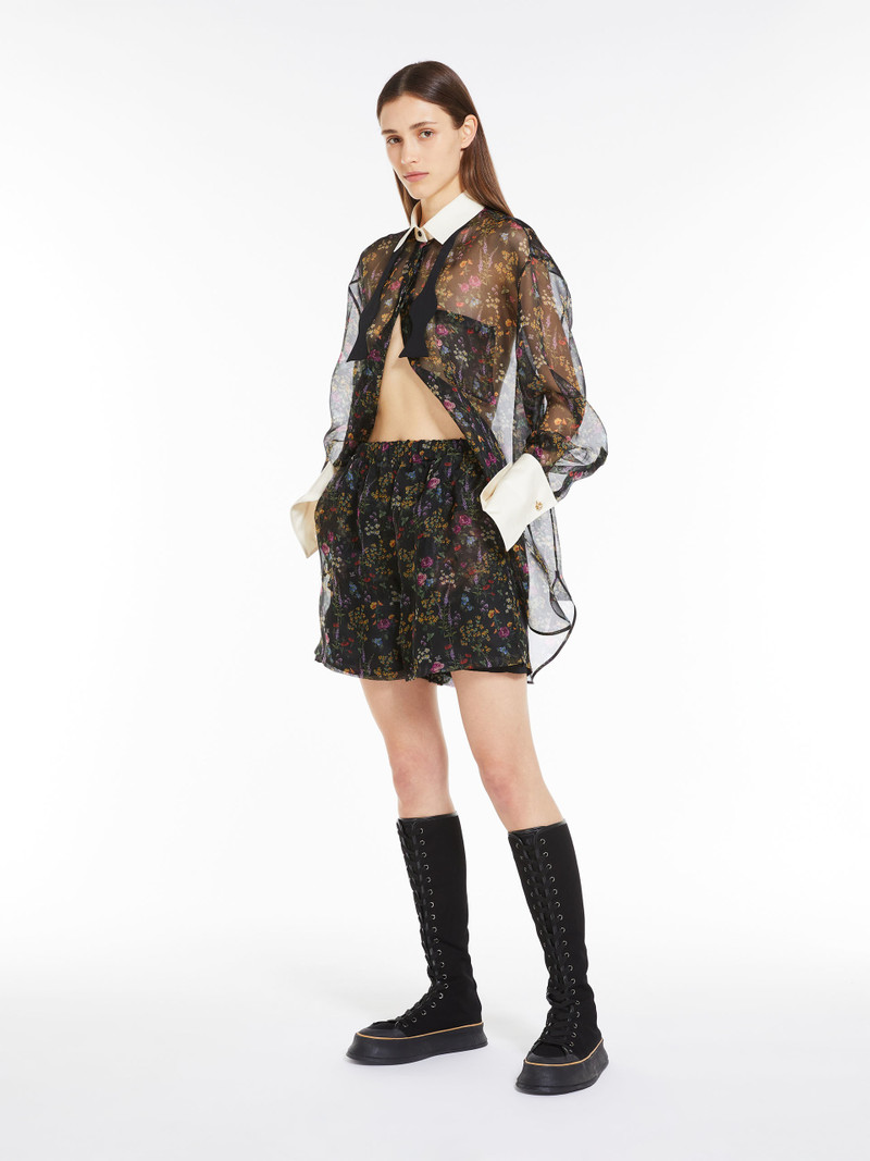 Max Mara NORDICA Floral silk organza shorts outlook